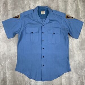 Vintage Sheridan Police Department Shirt Mens Large Blue Colorado Uniform PD 70s